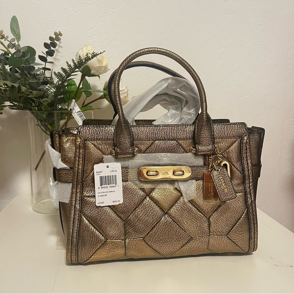 {COACH}Coach swagger 27 medium size satchel bag NWT rose gold #34547